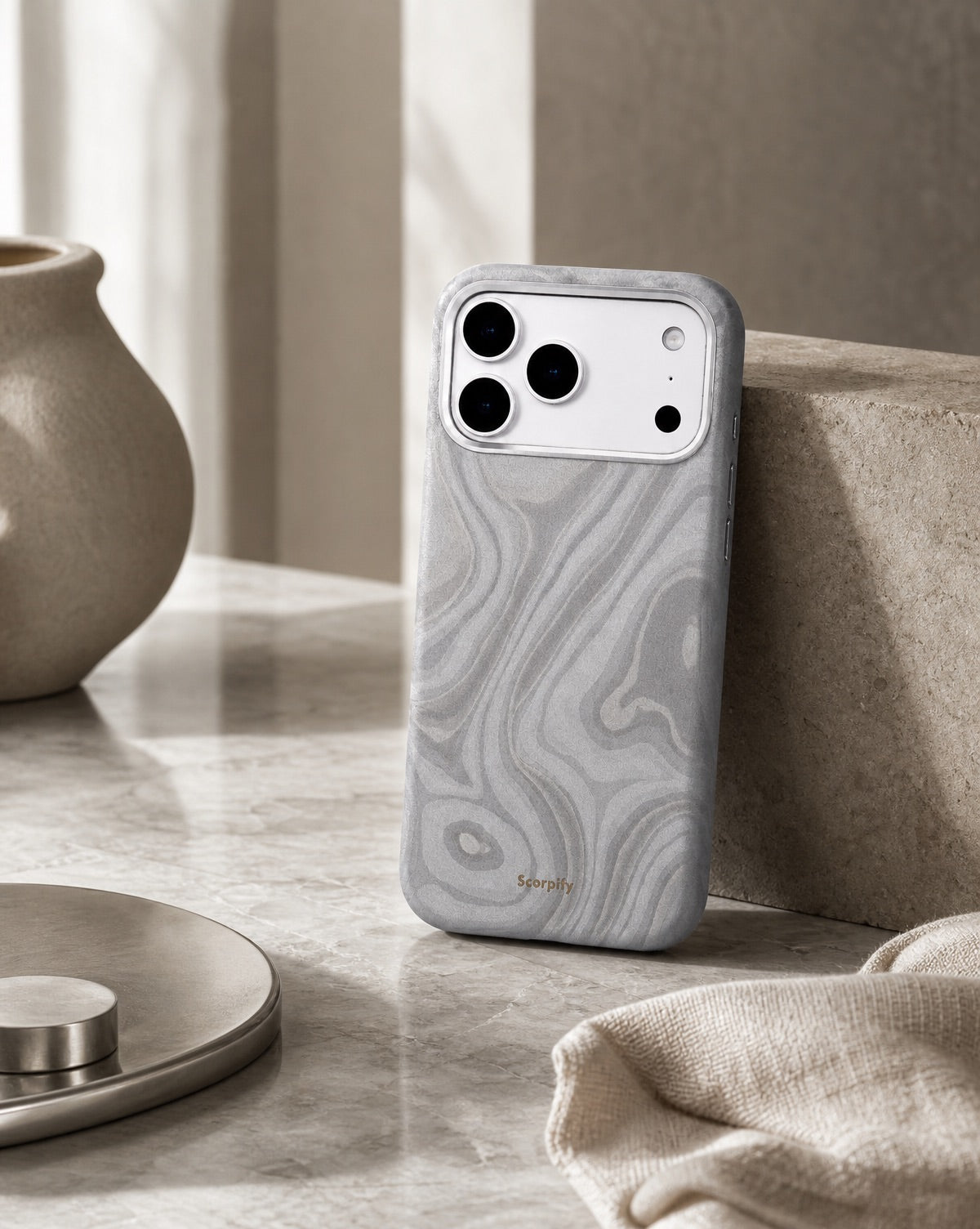 Silver Swirl Lumina Leather MagSafe iPhone Case — official product photograph